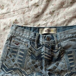 Hollister Blue Embroidered Denim Jeans